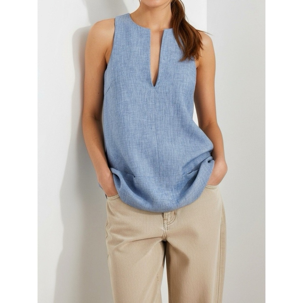 EMERSON FRY A-Line Mod Top, Chambray Linen, XS - Picture 3 of 13